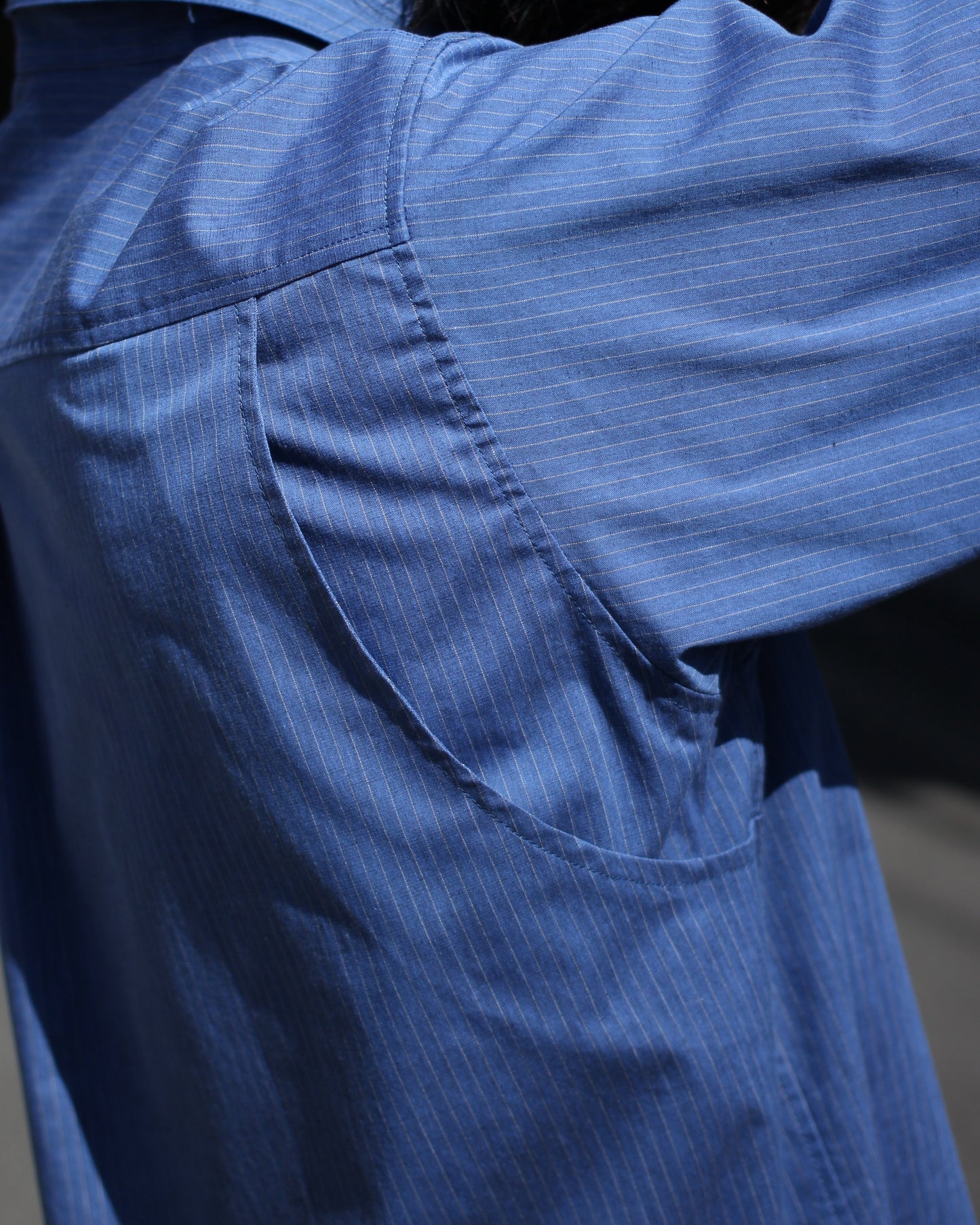 MATSUFUJI/Pinstripes Utility Shirt "DEEP BLUE"