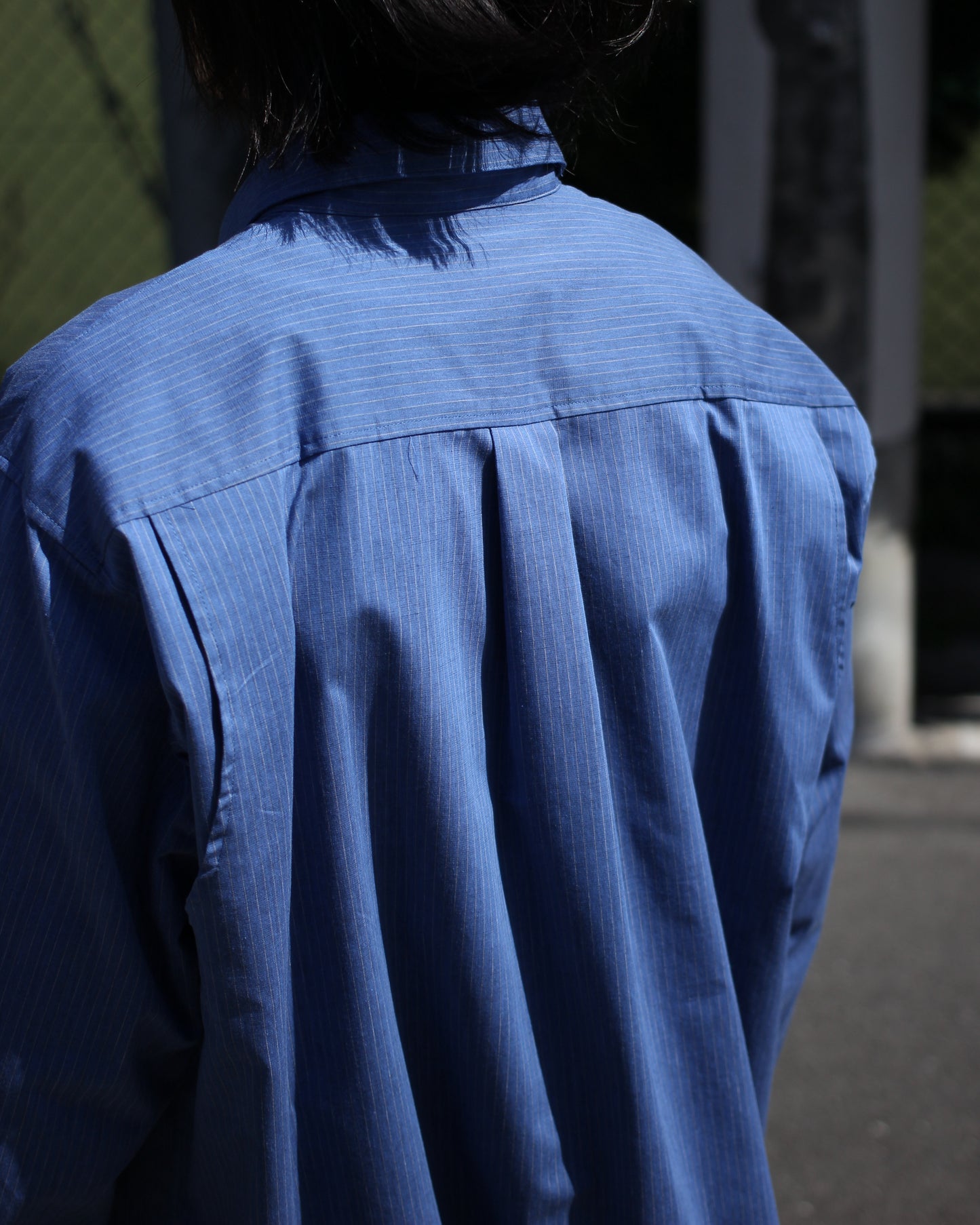 MATSUFUJI/Pinstripes Utility Shirt "DEEP BLUE"