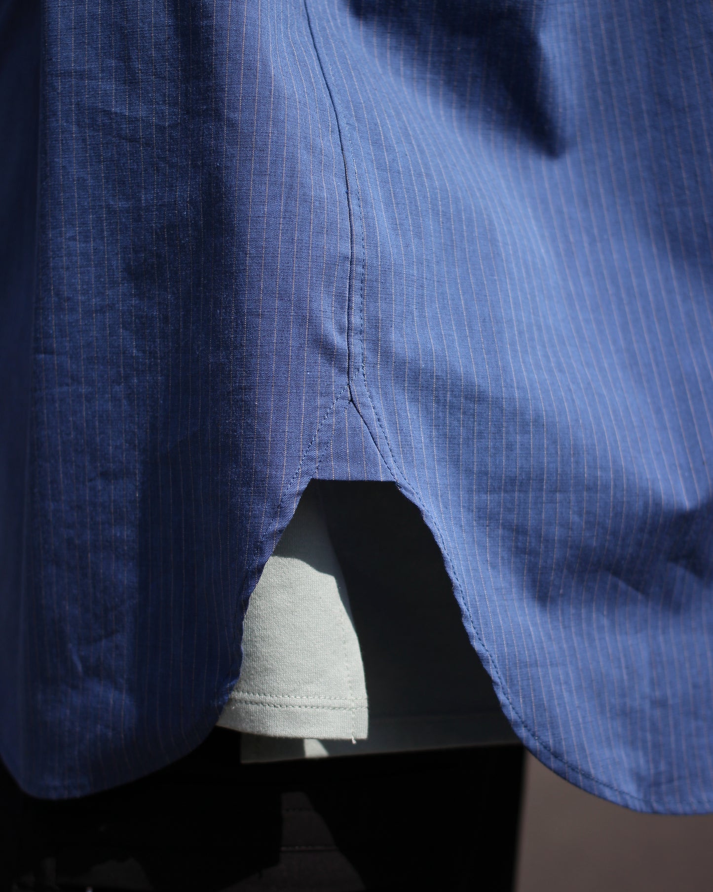 MATSUFUJI/Pinstripes Utility Shirt "DEEP BLUE"
