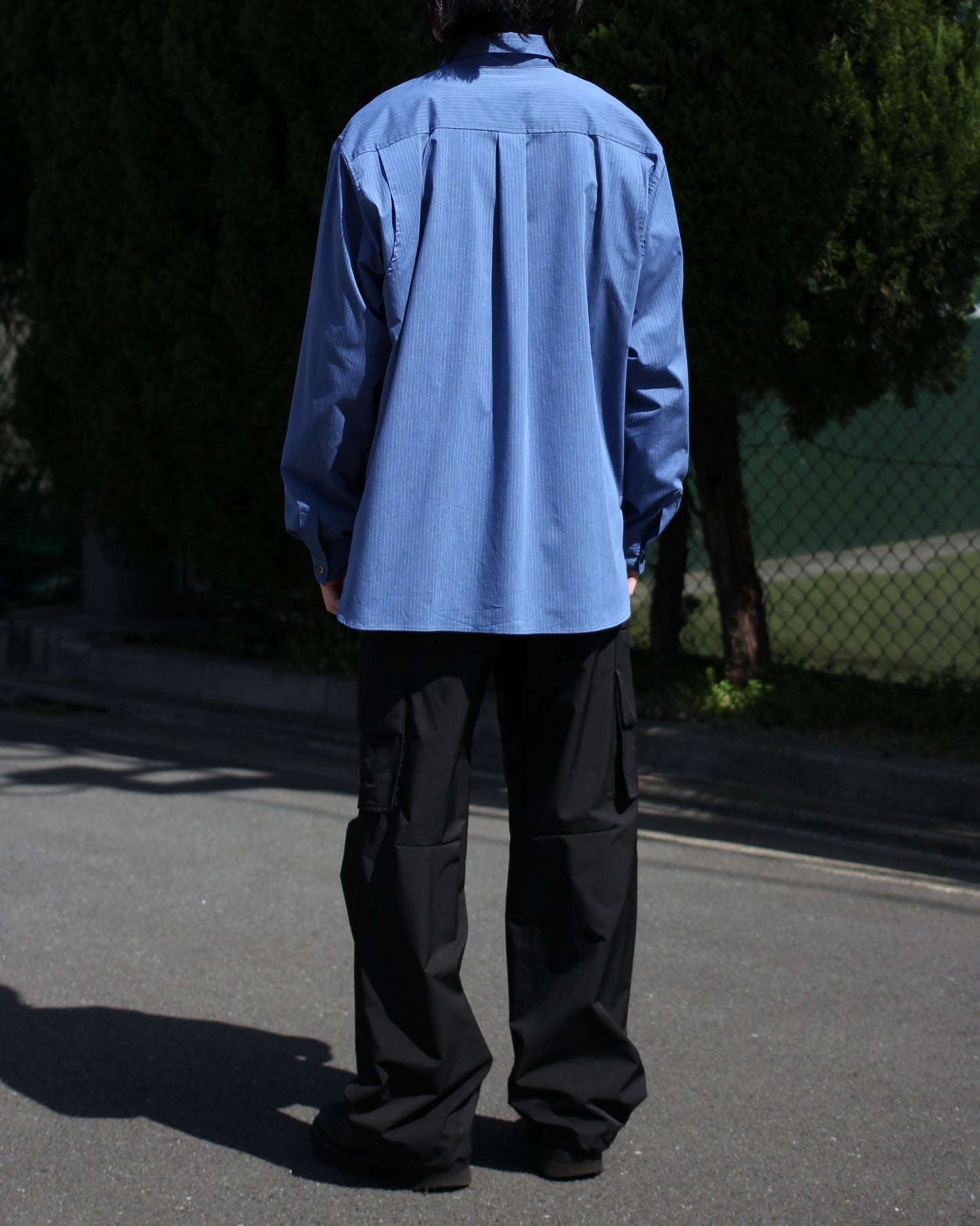 MATSUFUJI/Pinstripes Utility Shirt "DEEP BLUE"
