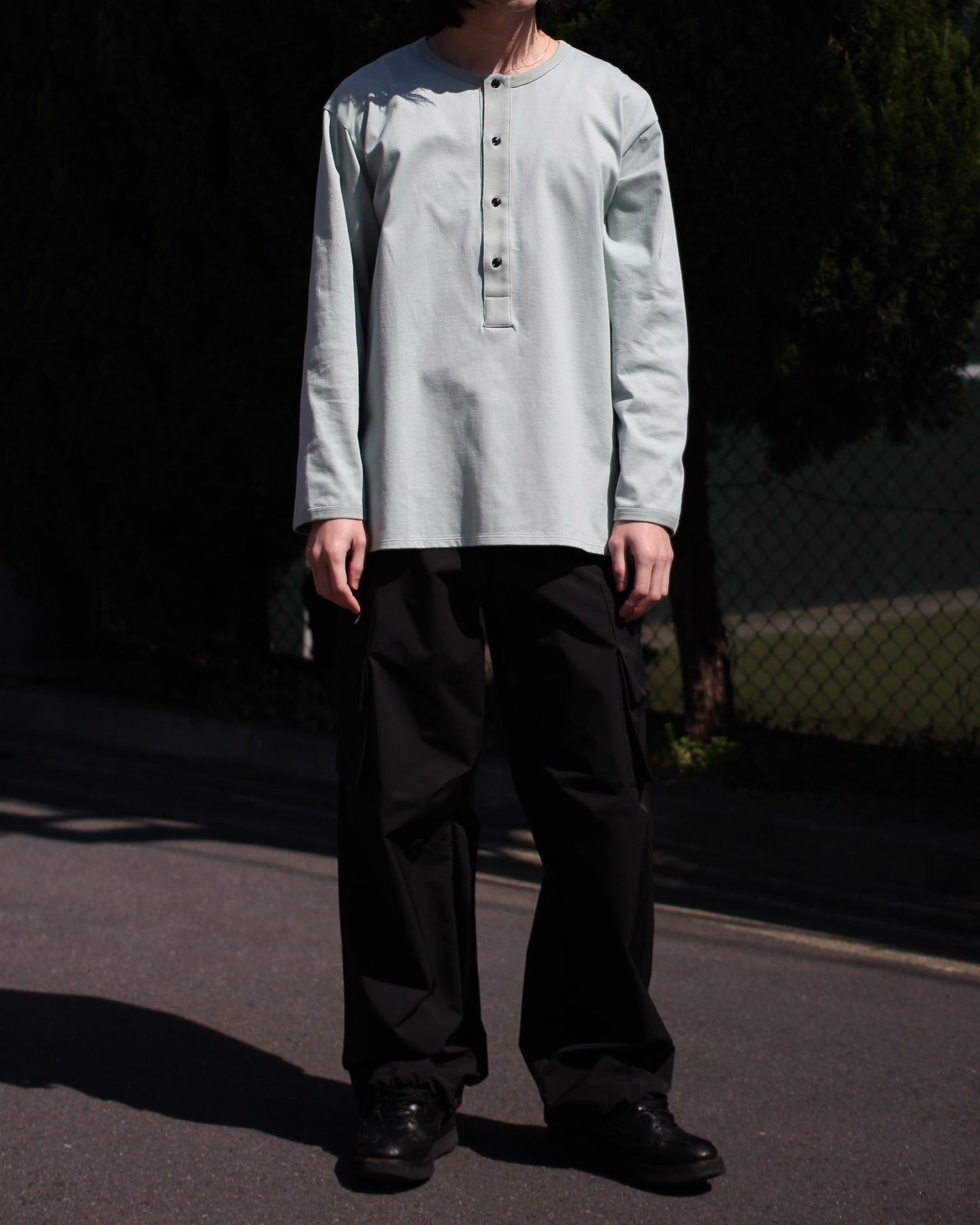 MATSUFUJI/Henley Neck Long Sleeve Shirt "LEAF"