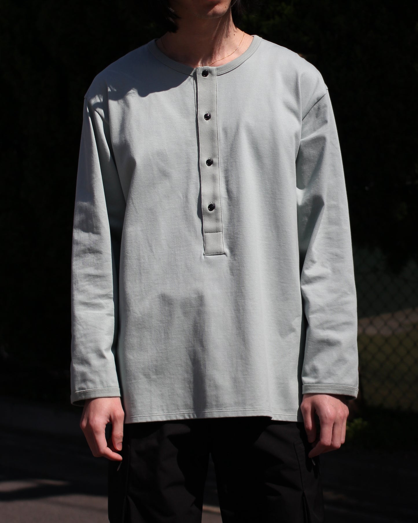 MATSUFUJI/Henley Neck Long Sleeve Shirt "LEAF"