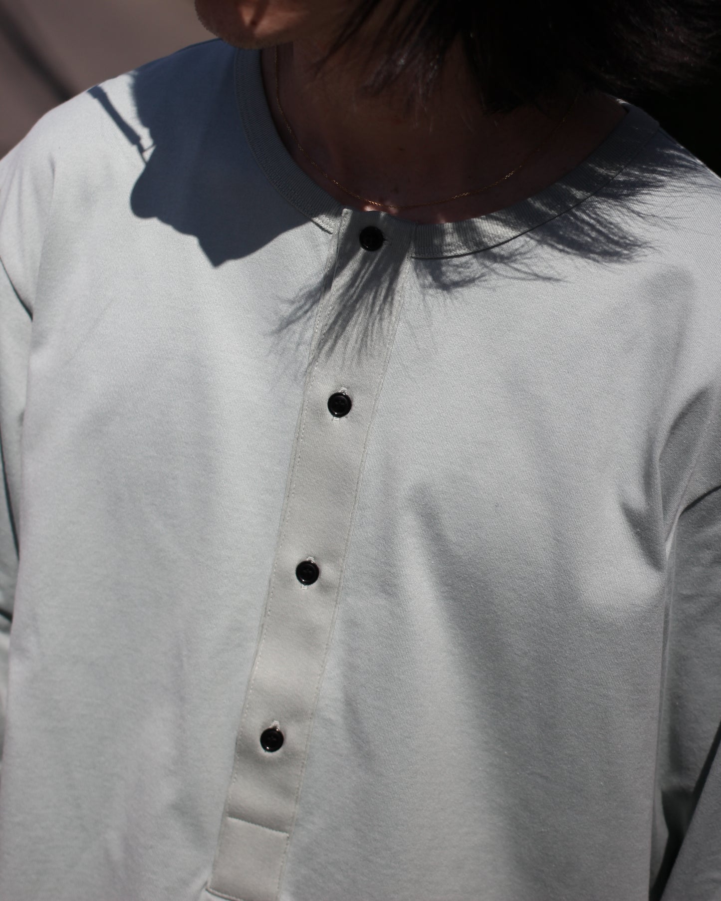 MATSUFUJI/Henley Neck Long Sleeve Shirt "LEAF"