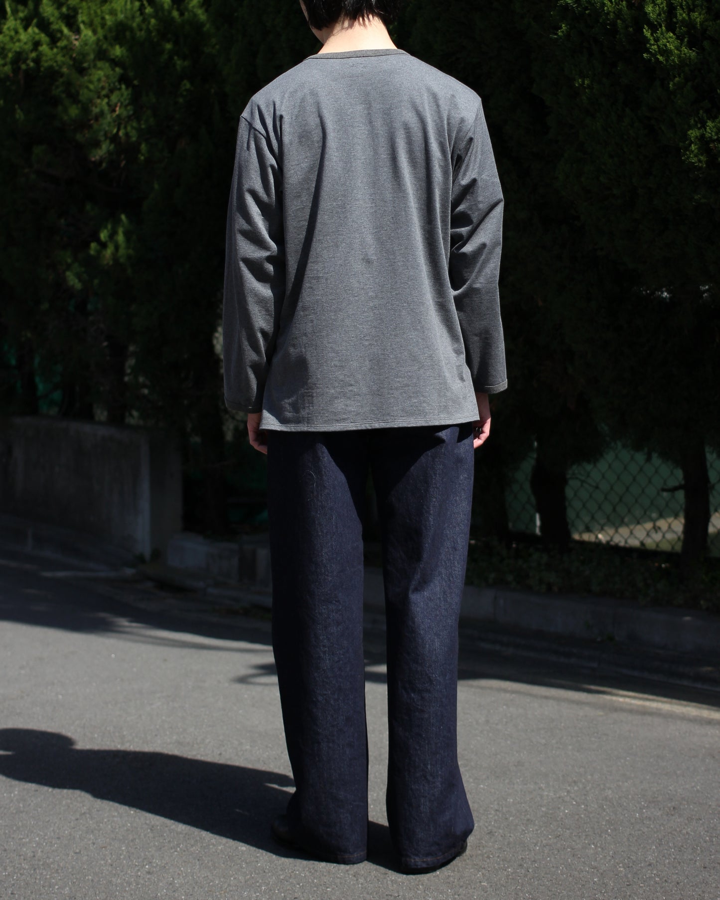MATSUFUJI/Henley Neck Long Sleeve Shirt "CHARCOAL"