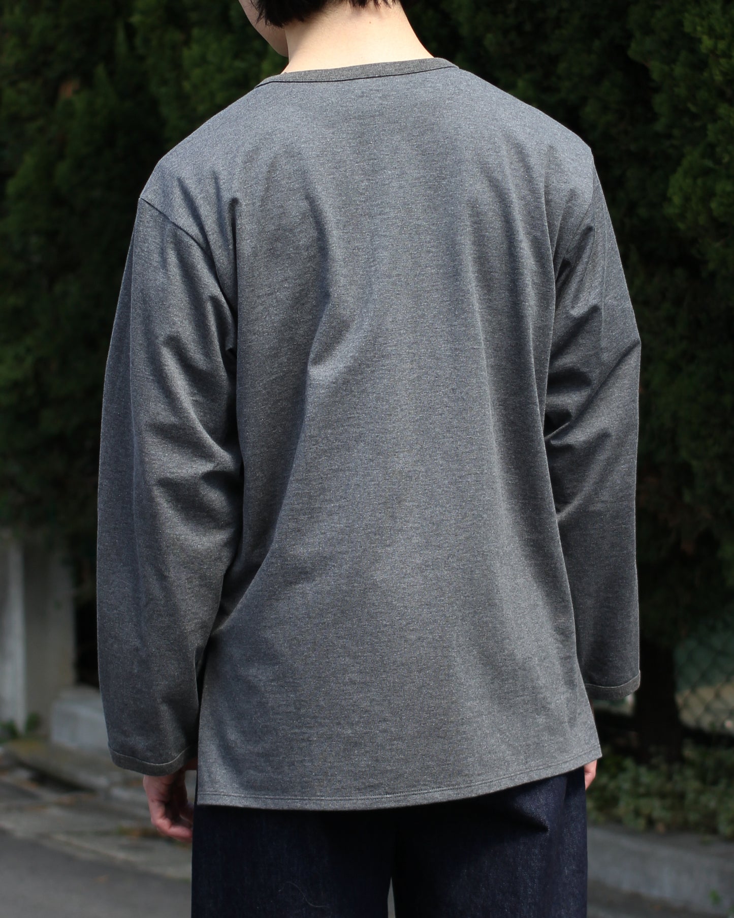 MATSUFUJI/Henley Neck Long Sleeve Shirt "CHARCOAL"