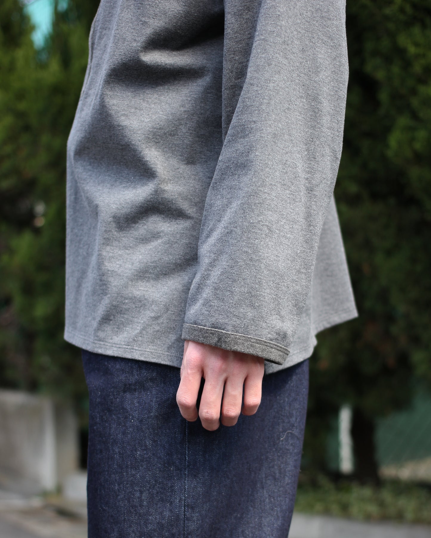 MATSUFUJI/Henley Neck Long Sleeve Shirt "CHARCOAL"