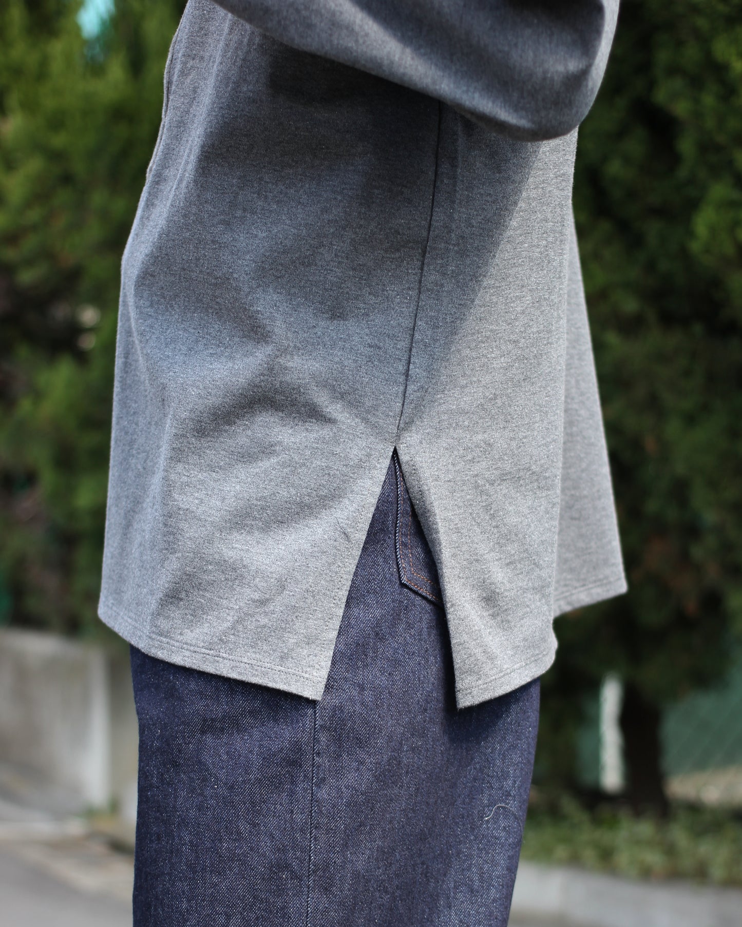 MATSUFUJI/Henley Neck Long Sleeve Shirt "CHARCOAL"