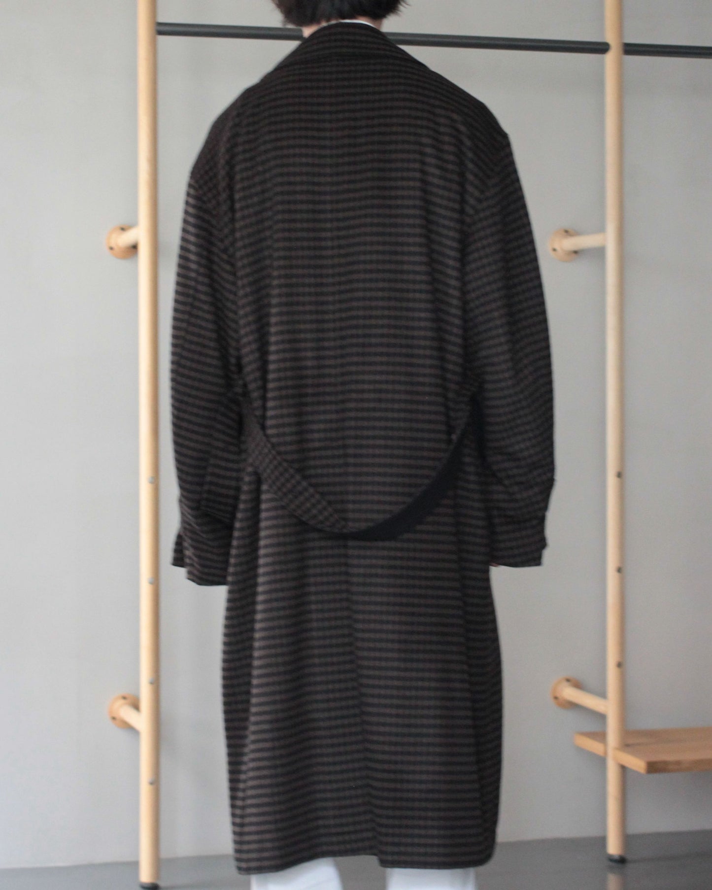 stein / DOUBLE LAPELED DOUBLE BREASTED COAT "GINGHAM×BLACK"