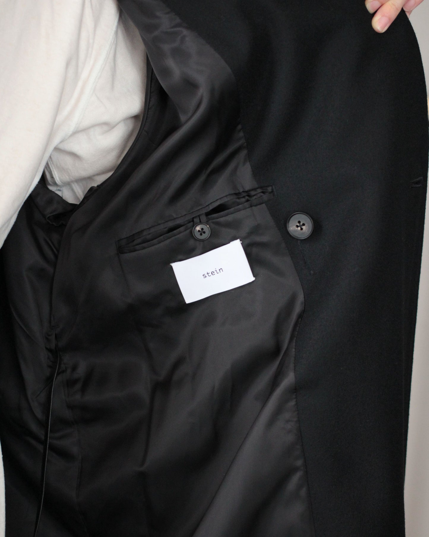 stein / DOUBLE LAPELED DOUBLE BREASTED COAT "GINGHAM×BLACK"