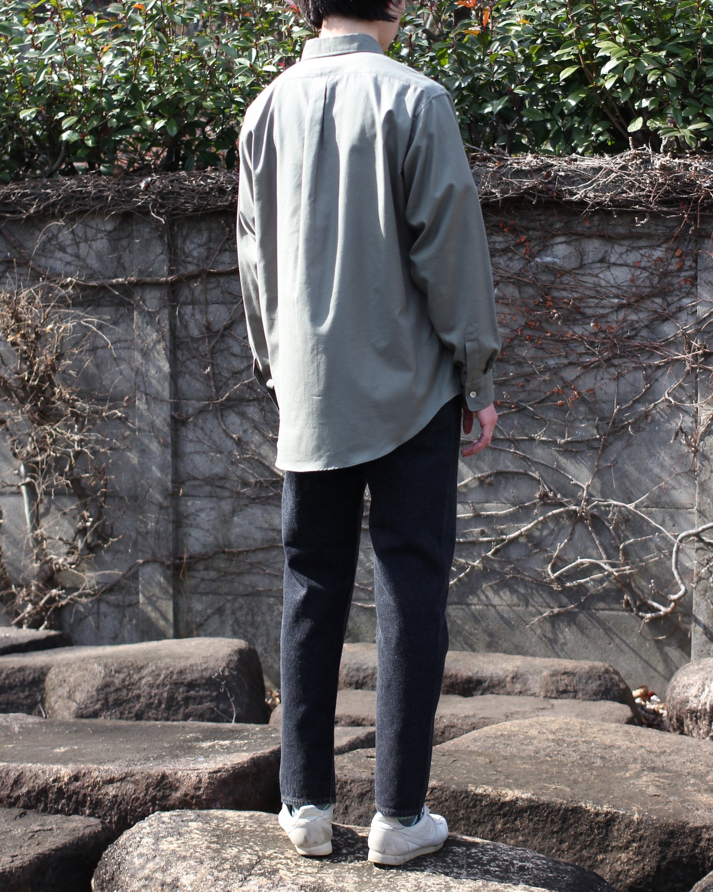 ULTERIOR/SILKY SOFT TWILL SHIRT"GREEN"