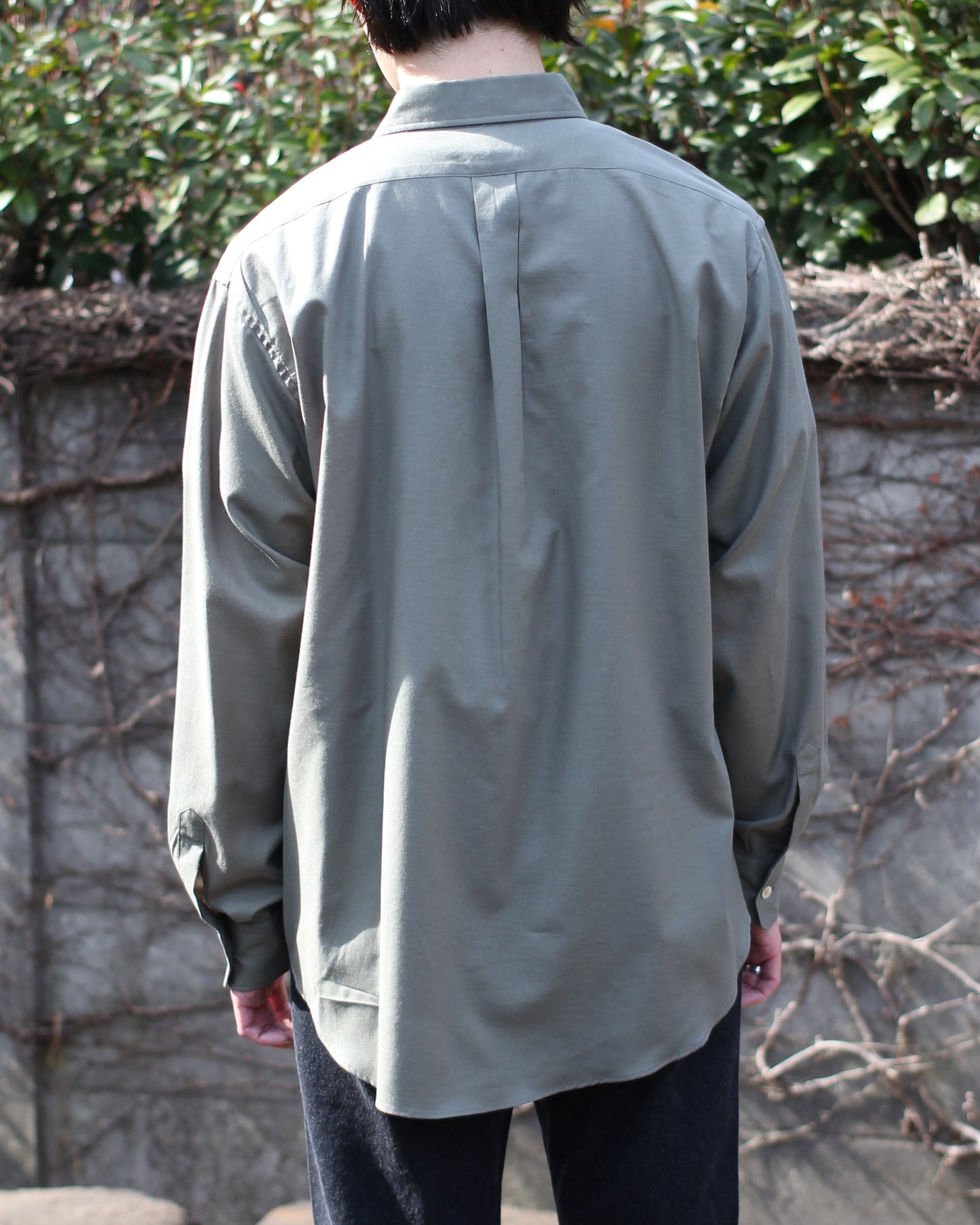 ULTERIOR/SILKY SOFT TWILL SHIRT"GREEN"