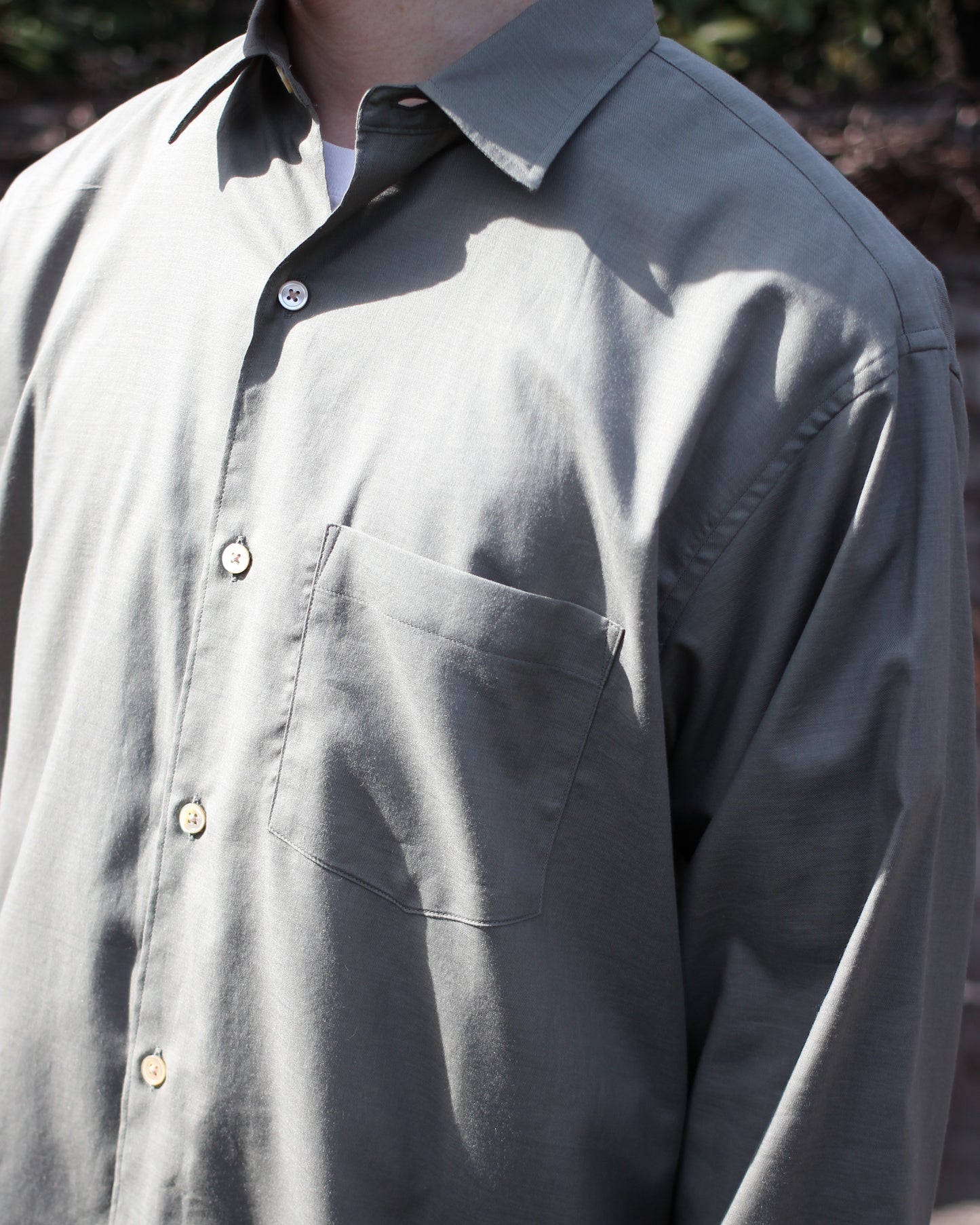 ULTERIOR/SILKY SOFT TWILL SHIRT"GREEN"