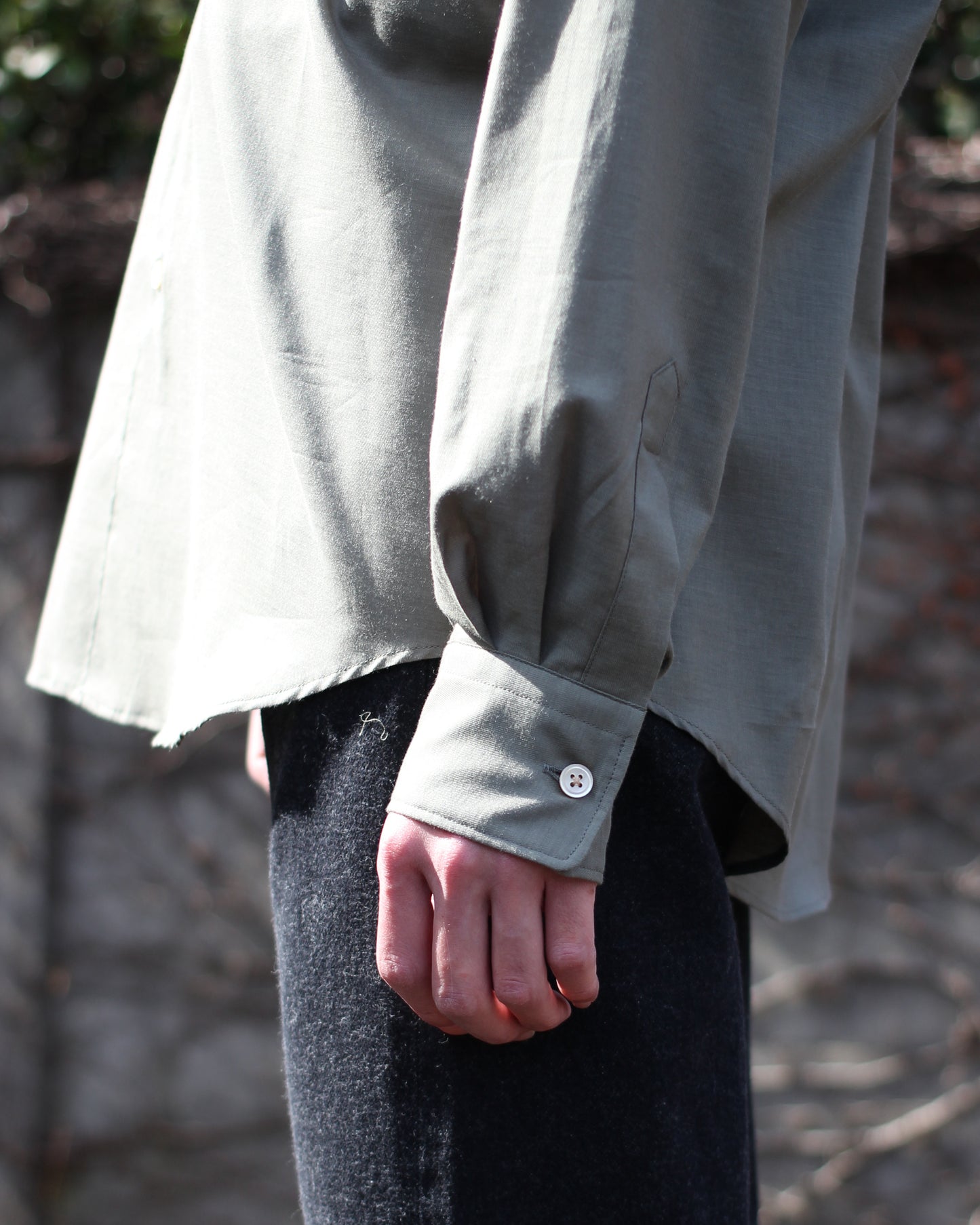 ULTERIOR/SILKY SOFT TWILL SHIRT"GREEN"