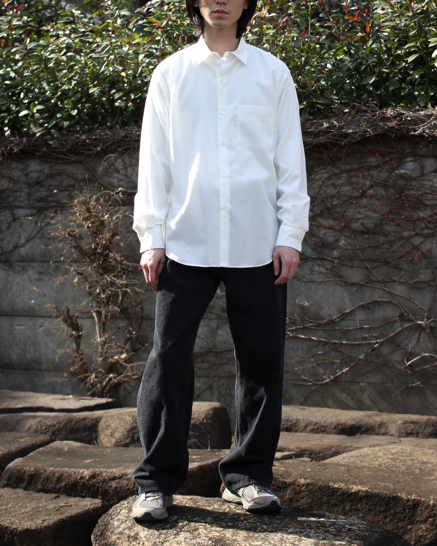 ULTERIOR/SILKY SOFT TWILL SHIRT"OFF-WHITE"