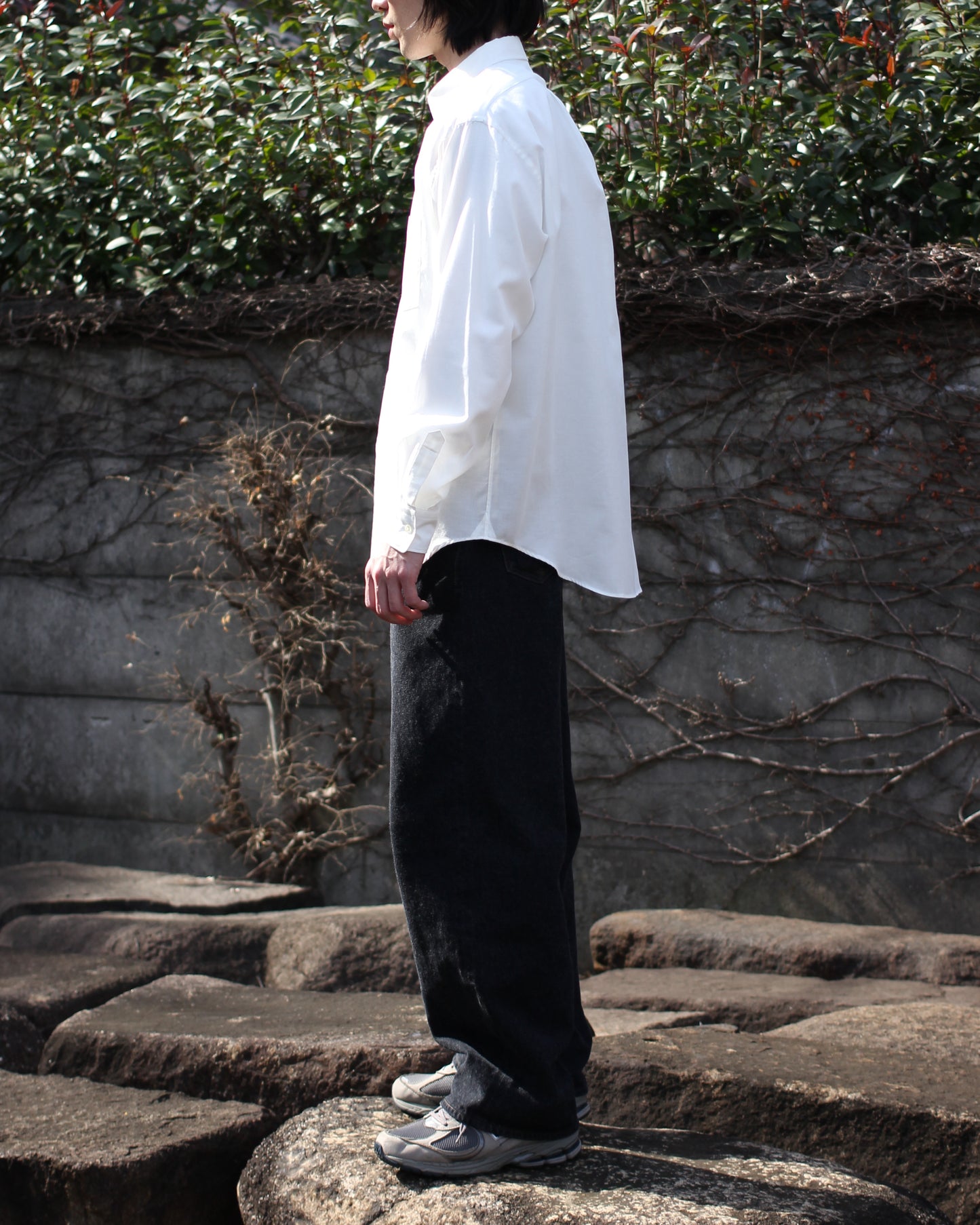ULTERIOR/SILKY SOFT TWILL SHIRT"OFF-WHITE"