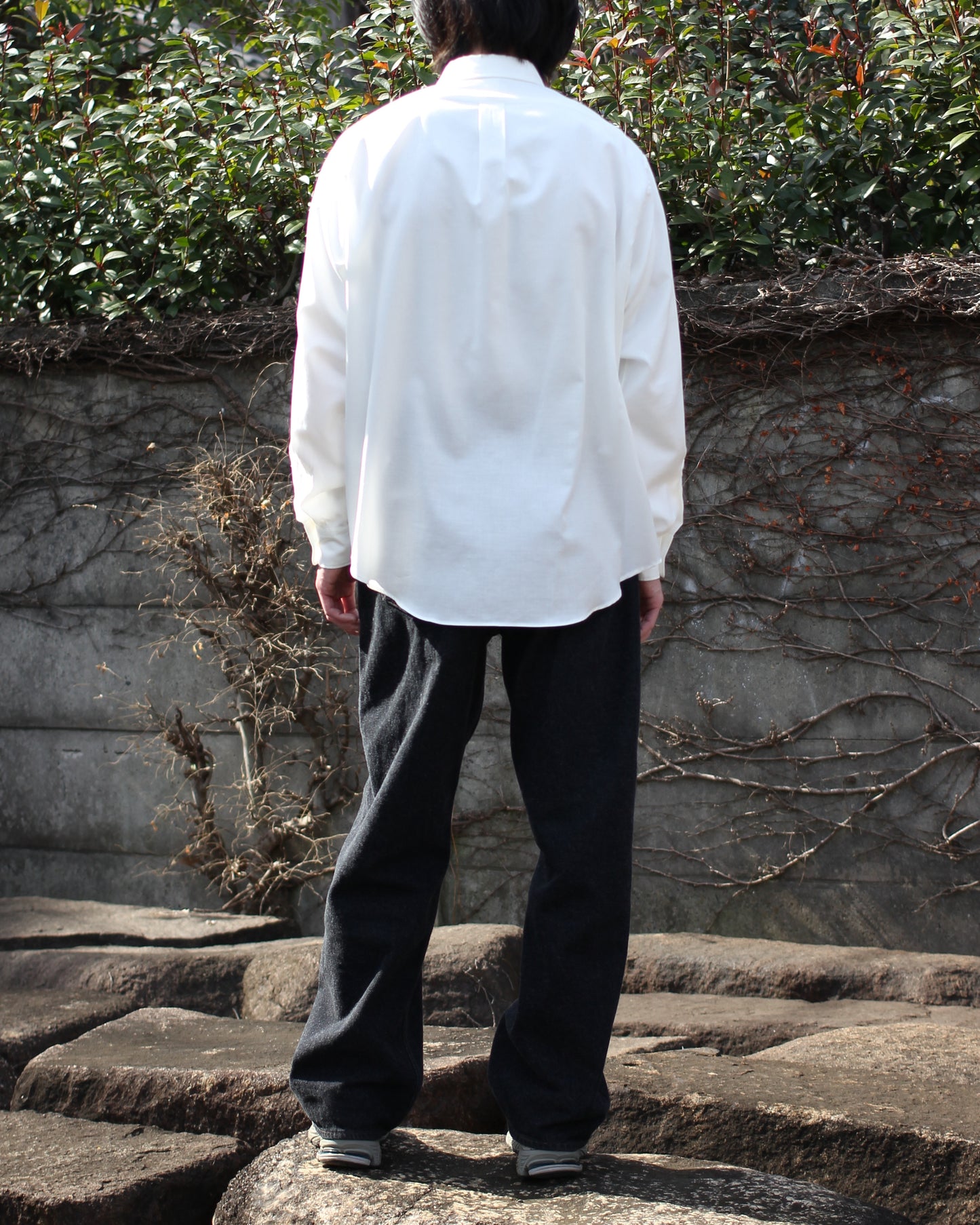 ULTERIOR/SILKY SOFT TWILL SHIRT"OFF-WHITE"