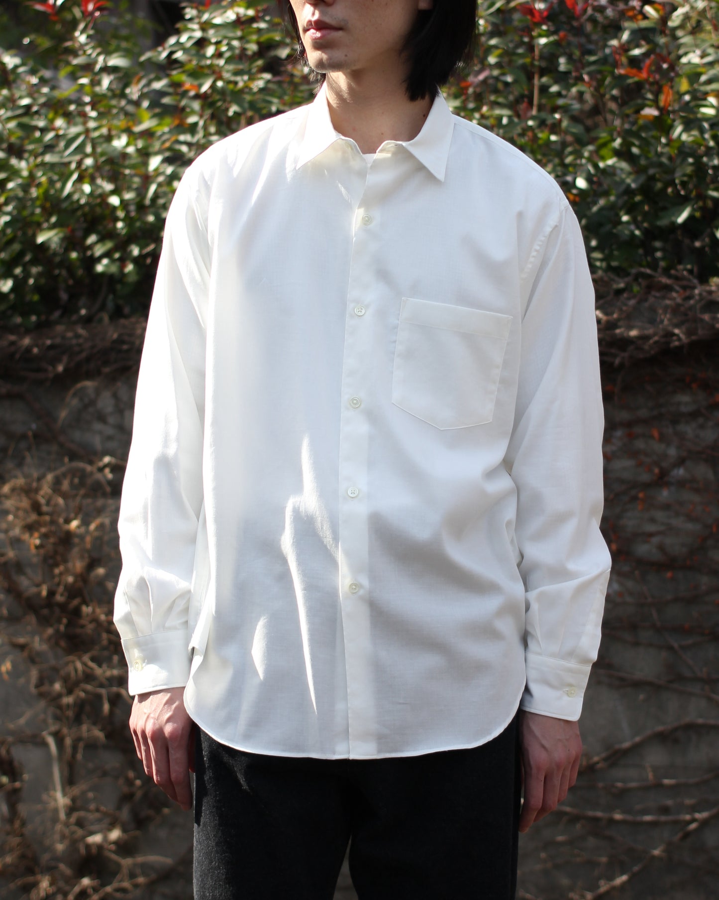 ULTERIOR/SILKY SOFT TWILL SHIRT"OFF-WHITE"