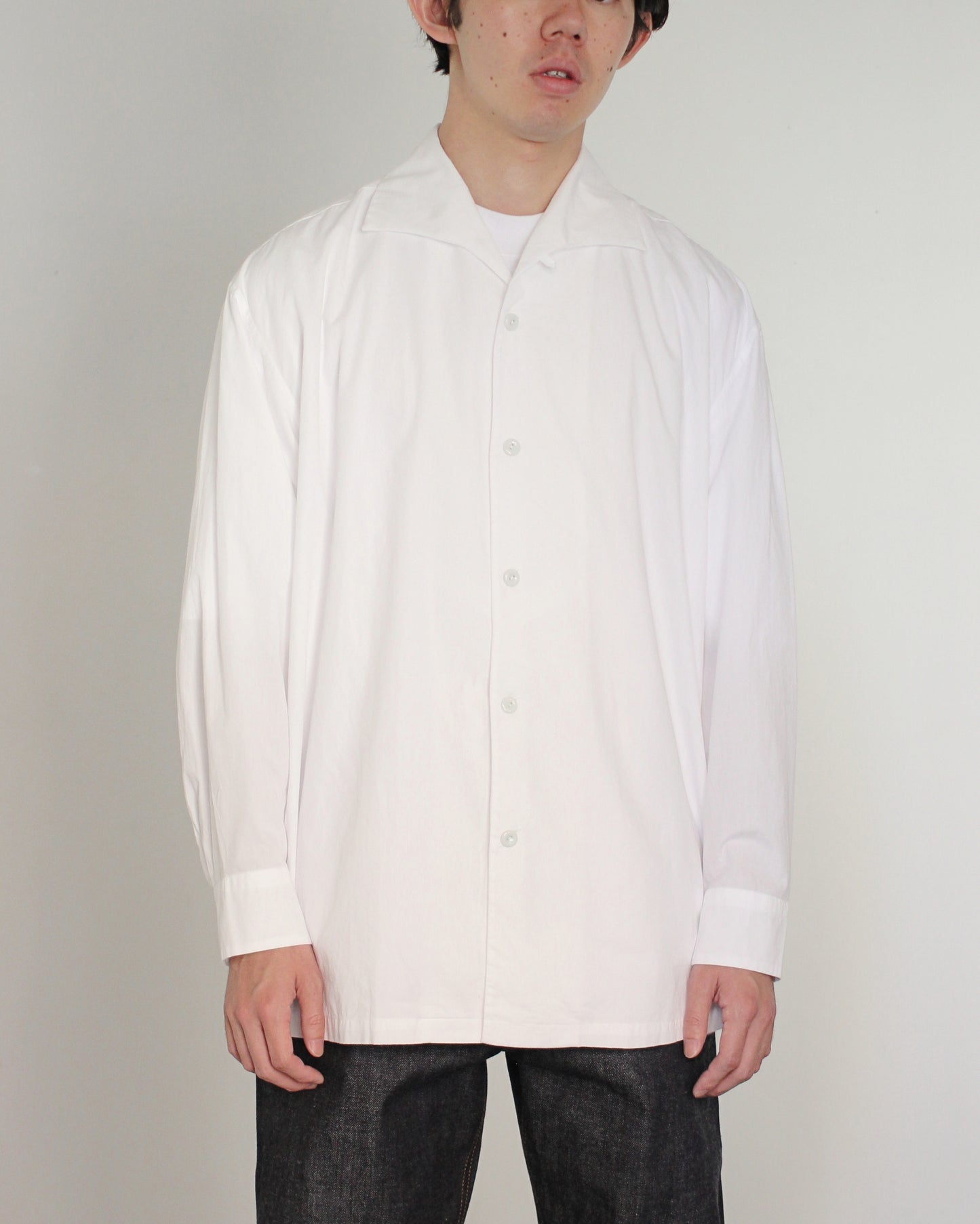 SOWBOW(蒼氓)/ONE PIECE COLLAR SHIRT(ワンピースカラーシャツ)"WHITE"
