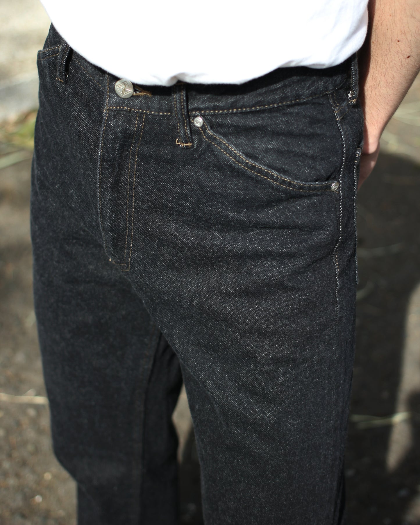 STABILIZER GNZ/0-08(selvedge straight) "chacoal black"