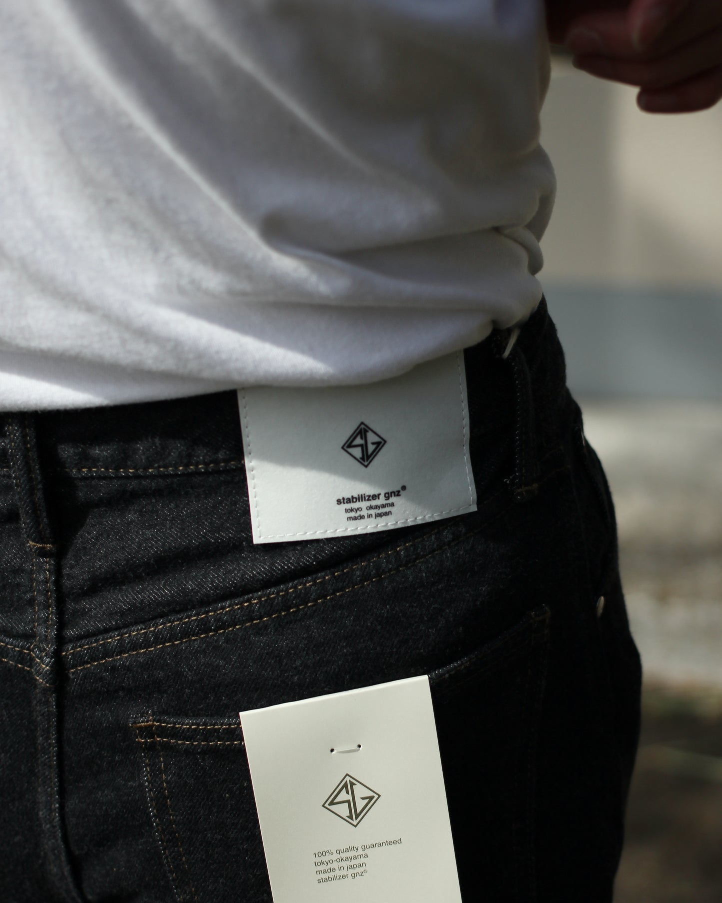 STABILIZER GNZ/0-08(selvedge straight) "chacoal black"