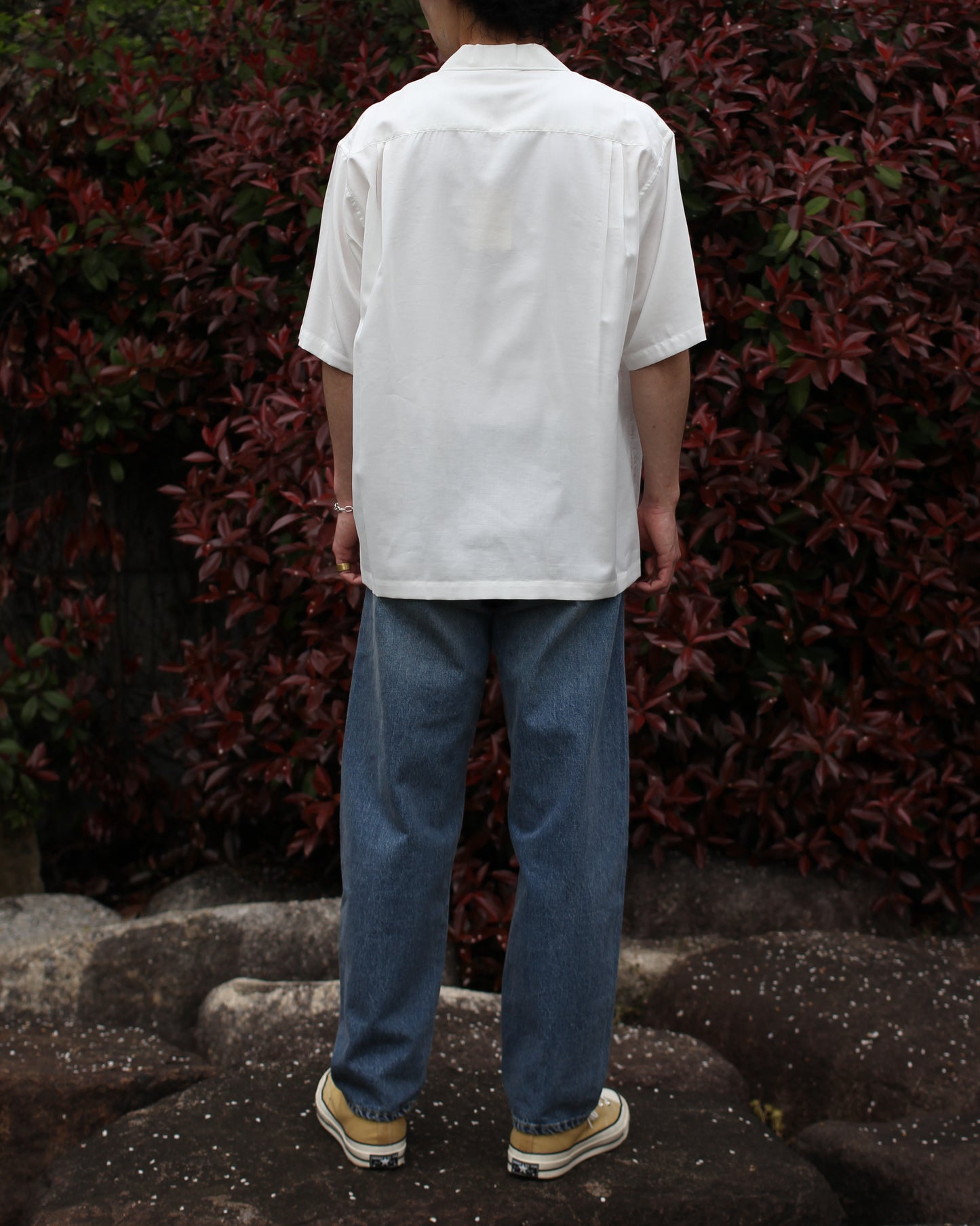 ULTERIOR/SILKY SOFT TWILL O/C SHIRT"OFF WHITE"