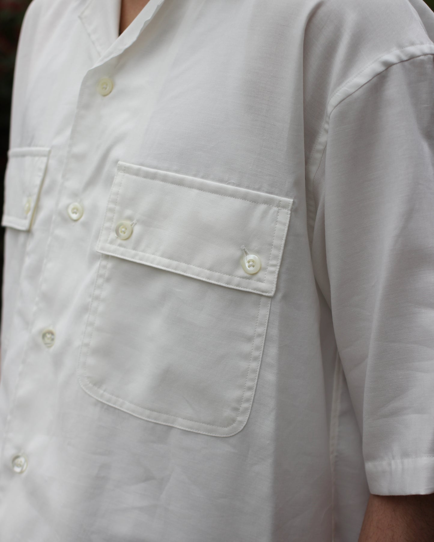 ULTERIOR/SILKY SOFT TWILL O/C SHIRT"OFF WHITE"