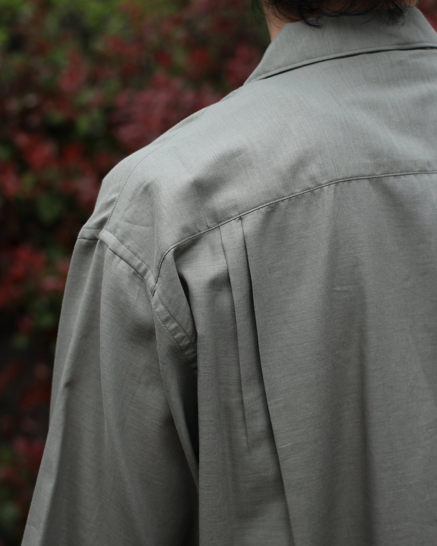 ULTERIOR/SILKY SOFT TWILL O/C SHIRT"GREEN"