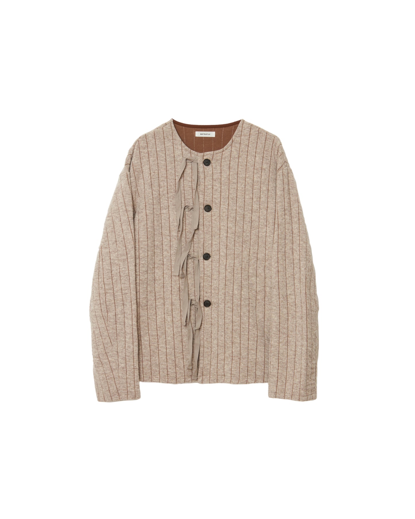 MATSUFUJI/Striped Quilt Jacquard Cardigan "BGE×BRN"