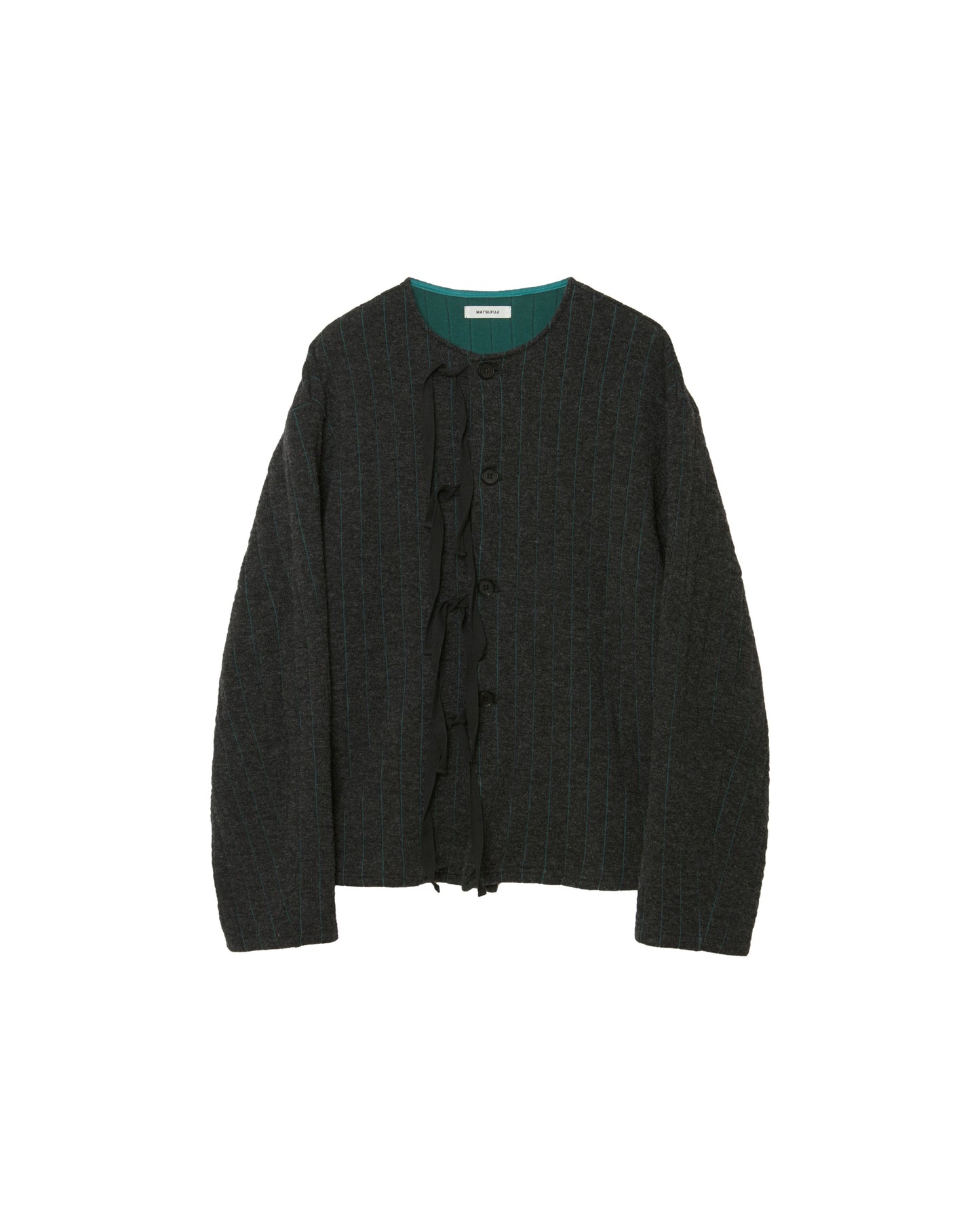 MATSUFUJI / Striped Quilt Jacquard Cardigan "CCL×GRN"