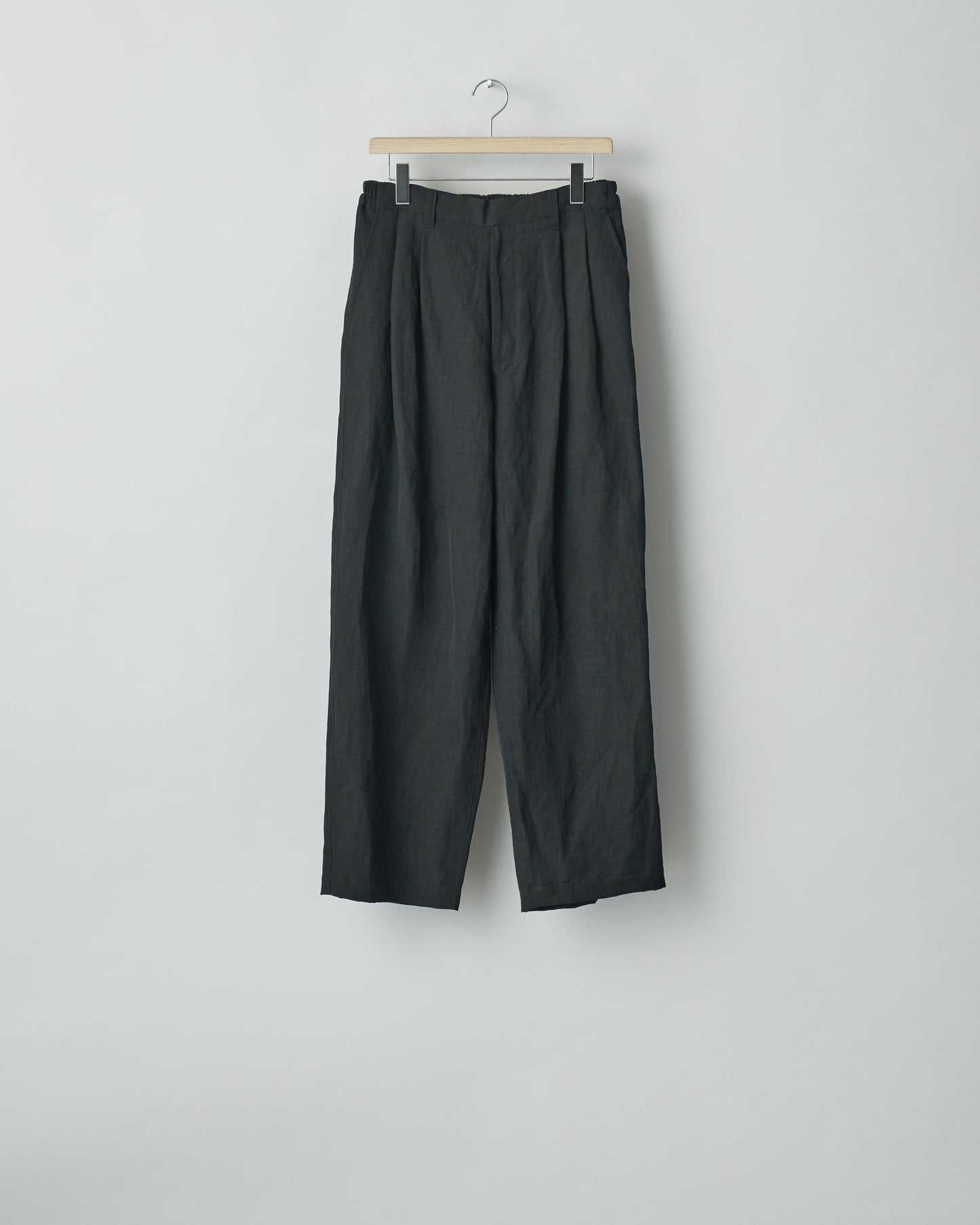ssstein/LI/NY POPLIN WIDE EASY TROUSERS "BLACK"