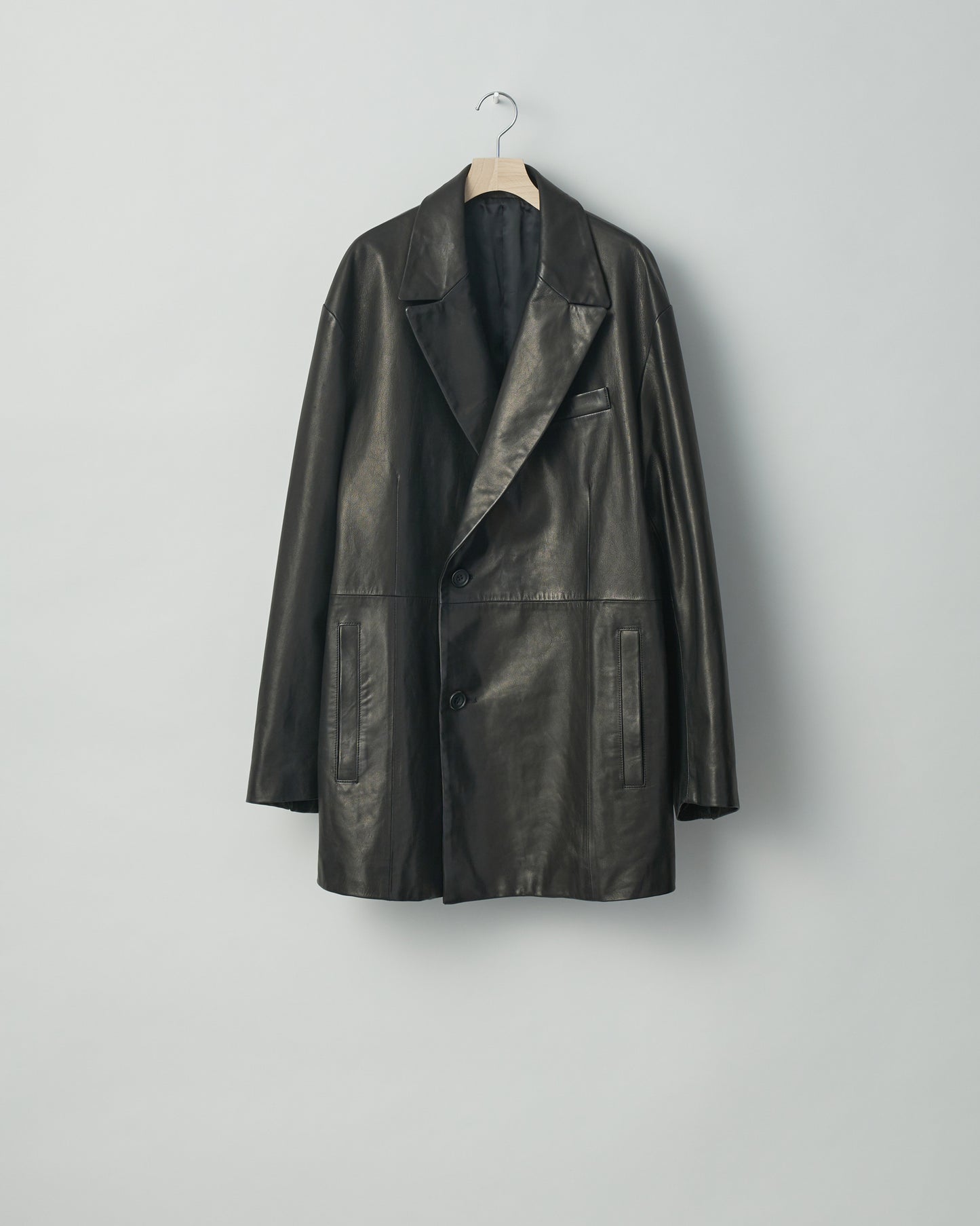stein / LEATHER DOUBLE BREASTED JACKET "BLACK"