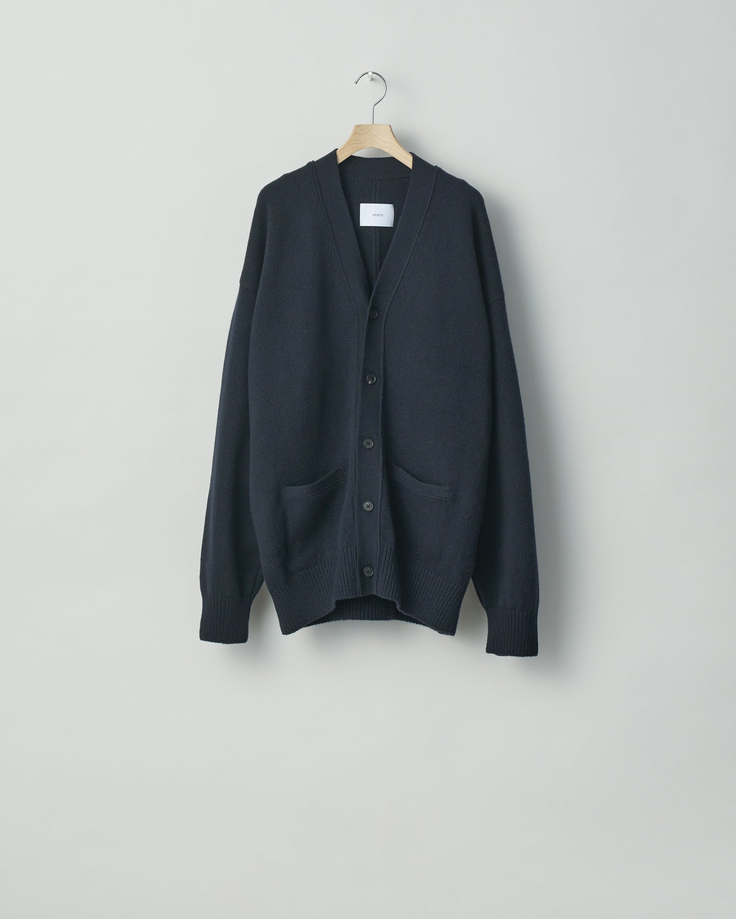 stein / EX FINE LAMBS KNIT CARDIGAN "DARK NAVY"