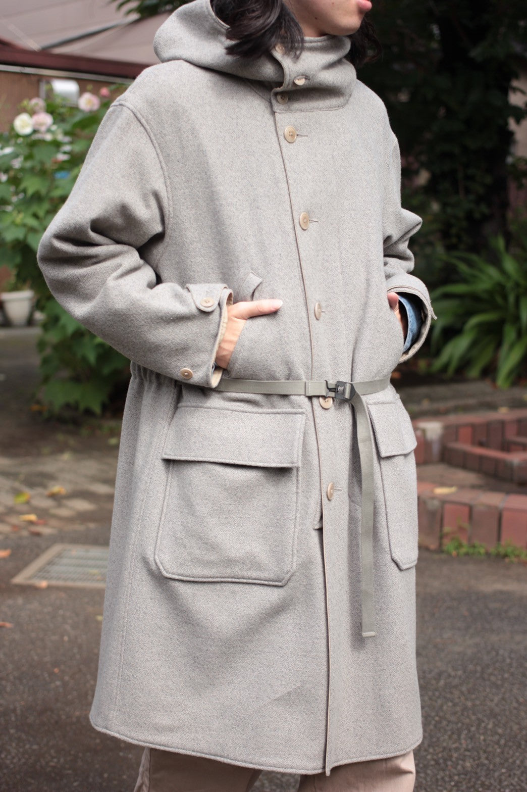 ULTERIOR/RB TWEED/OC TWILL RV HOODED COAT ”SAND/BEIGE”