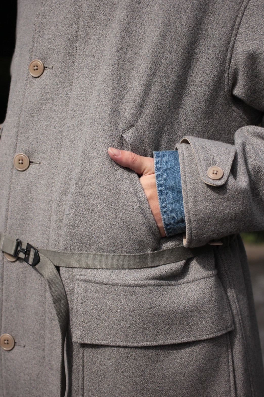 ULTERIOR/RB TWEED/OC TWILL RV HOODED COAT ”SAND/BEIGE”