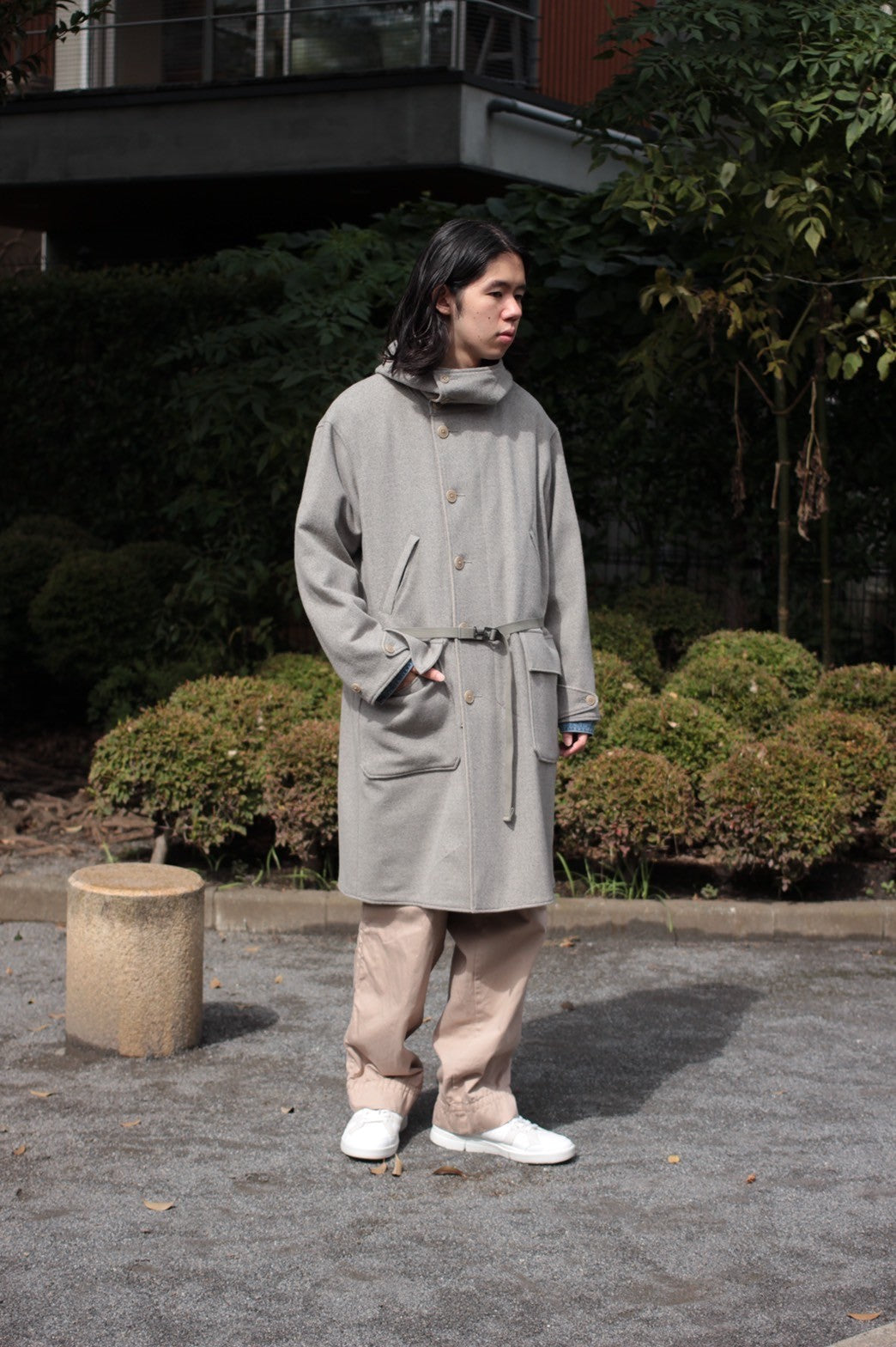 ULTERIOR/RB TWEED/OC TWILL RV HOODED COAT ”SAND/BEIGE”