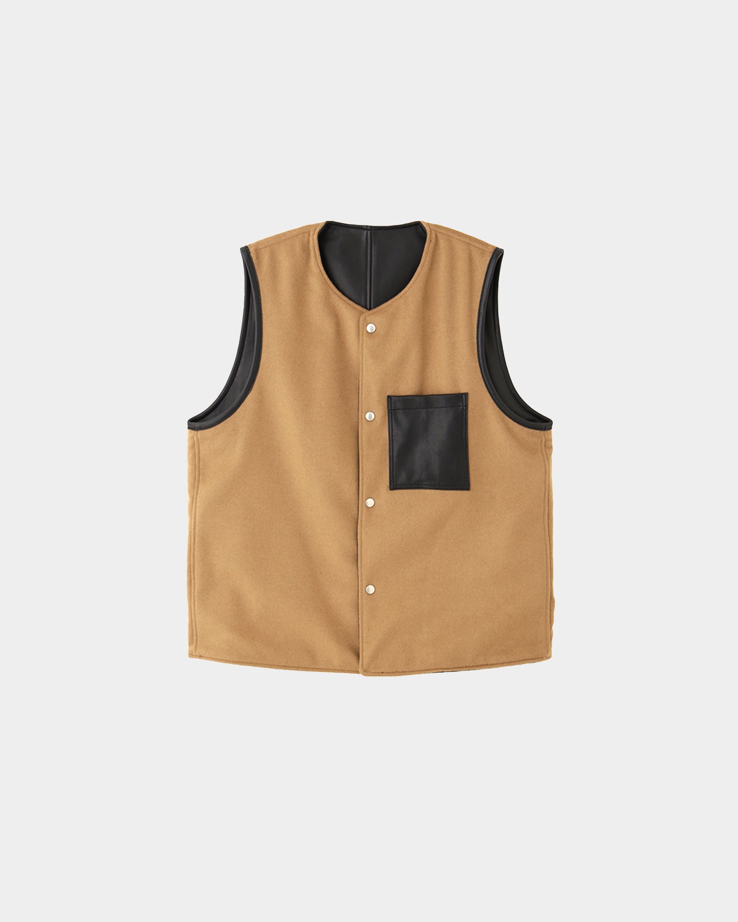 seven by seven/REVERSIBLE LEATHER VEST - Cow leather/Cashmere beaver -