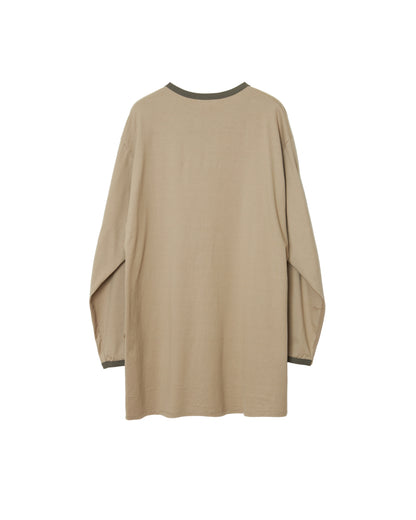 MATSUFUJI/Henley Neck Long Sleeve Shirt “BEIGE”