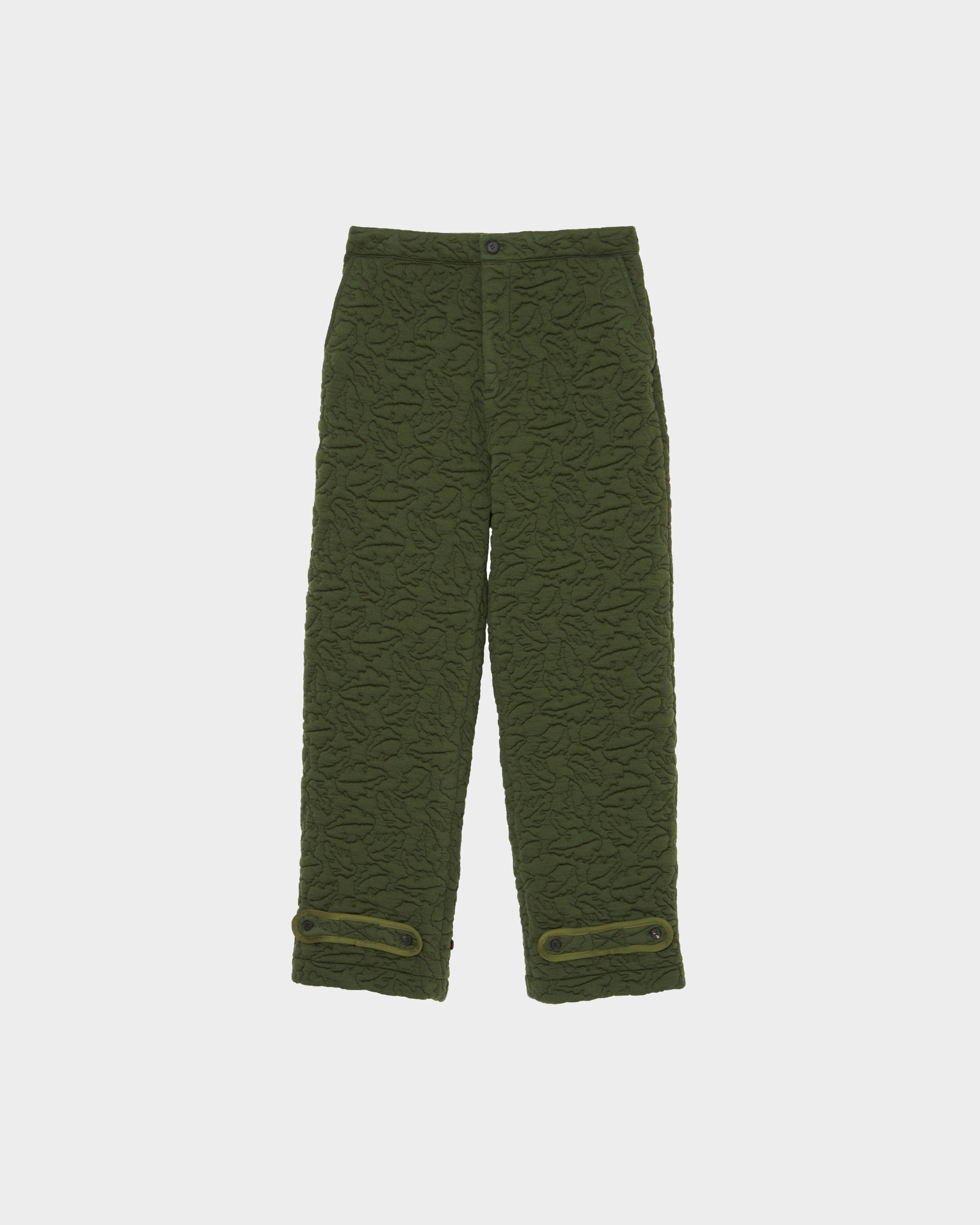 MATSUFUJI / Leaves Quilted Jacquard Trousers 