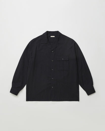 ULTERIOR/POWDERY SOFT TWILL O/C SHIRT "BLACK"