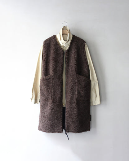 FARFIELD （ファーフィールド） / LONG VEST "DK,Brown Fleck"