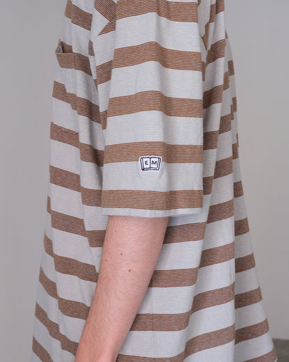 ENDS and MEANS/POCKET TEE "SAX BROWN STRIPE"