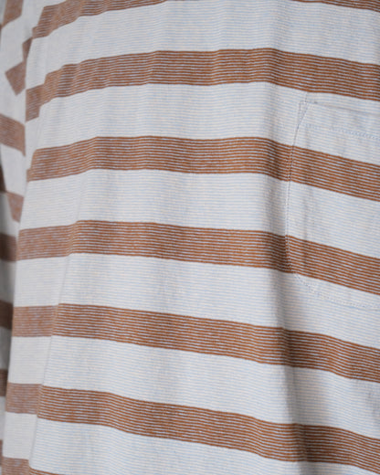 ENDS and MEANS/POCKET L/S TEE "Sax Brown Stripe"