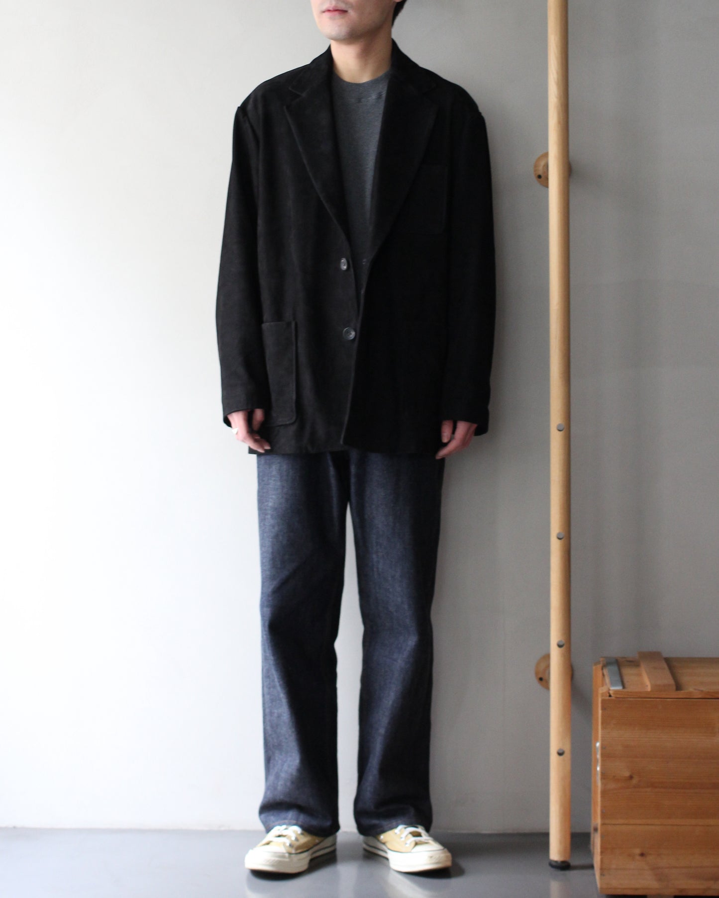 ssstein/COW NUBUCK BLAZER" BLACK"