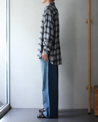 ssstein/RAYON/LYOCELL CHECK OVERSIZED DOWN PAT SHIRT "BLACK OMBRE"