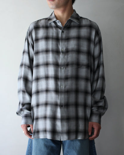 ssstein/RAYON/LYOCELL CHECK OVERSIZED DOWN PAT SHIRT "BLACK OMBRE"