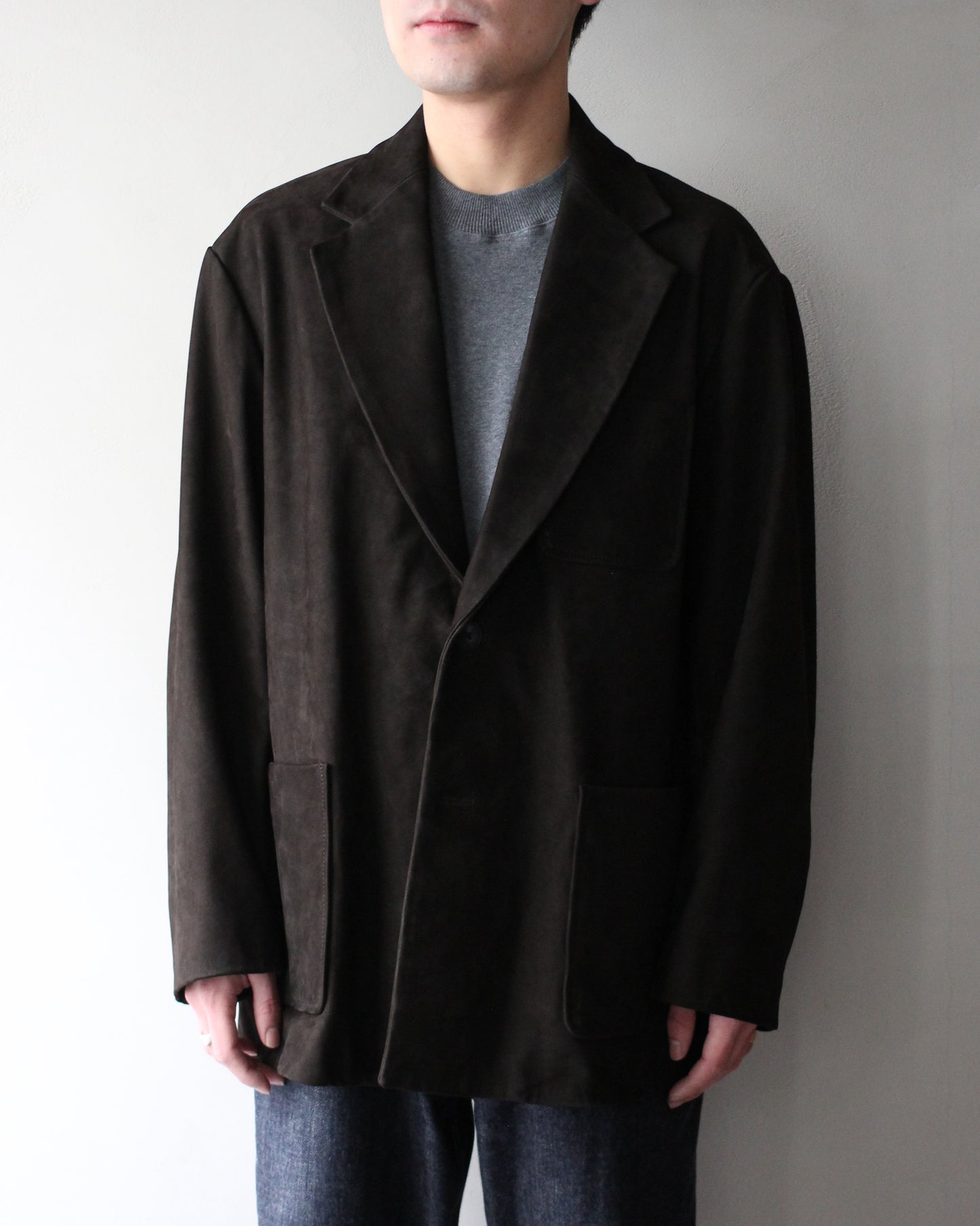 ssstein/COW NUBUCK BLAZER "DARK BROWN"