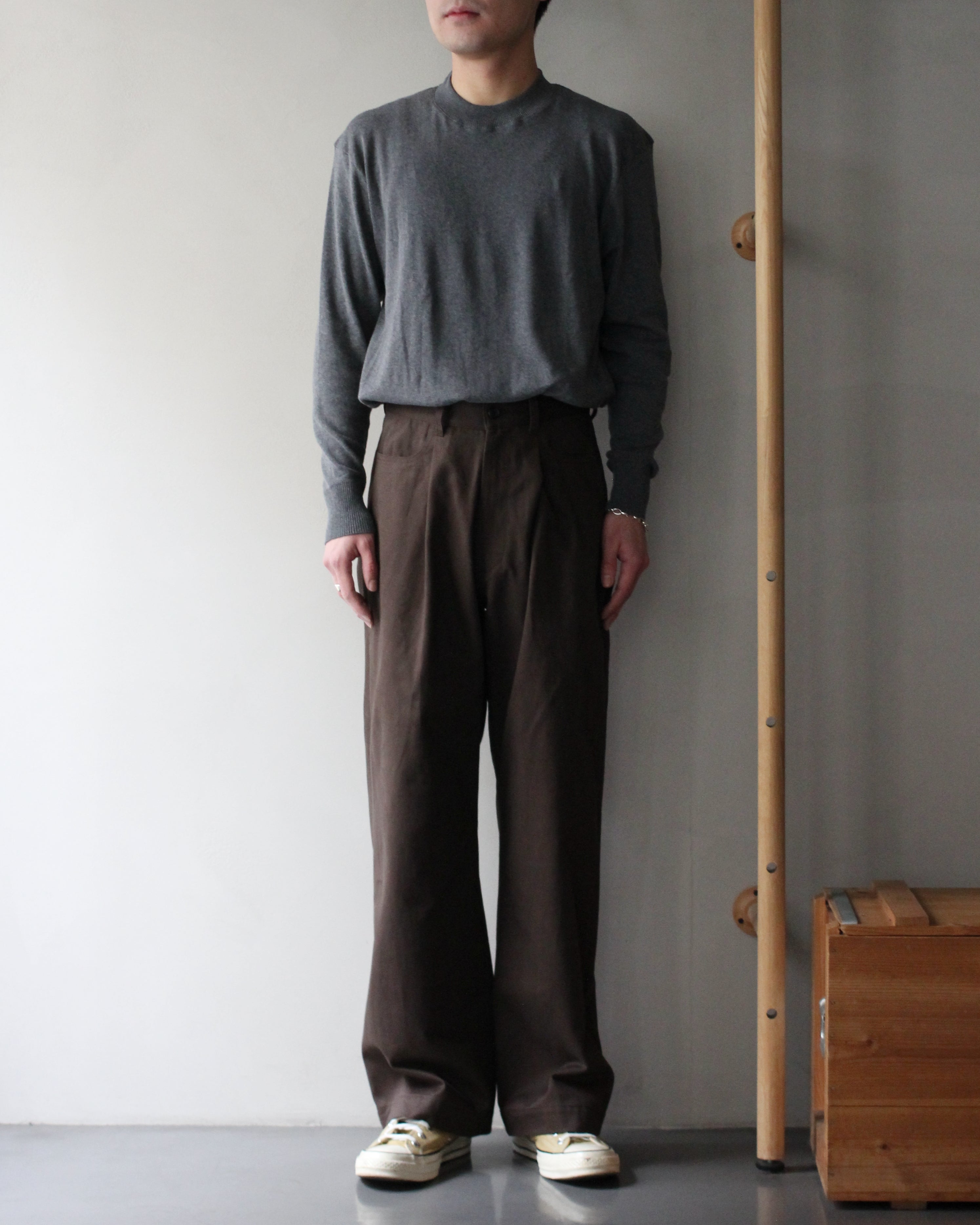 ssstein/BRUSHED CHINO ONE TUCK WIDE PANTS 