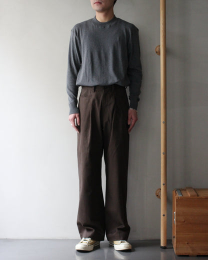 ssstein/BRUSHED CHINO ONE TUCK WIDE PANTS "BROWN"