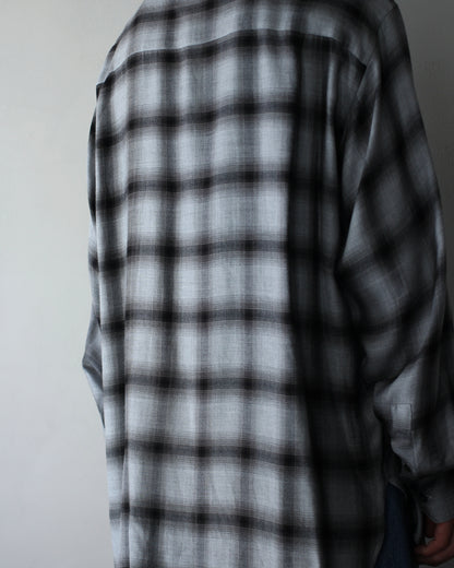 ssstein/RAYON/LYOCELL CHECK OVERSIZED DOWN PAT SHIRT "BLACK OMBRE"