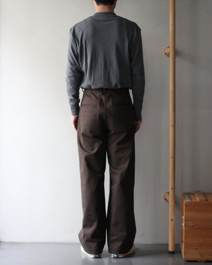 ssstein/BRUSHED CHINO ONE TUCK WIDE PANTS "BROWN"